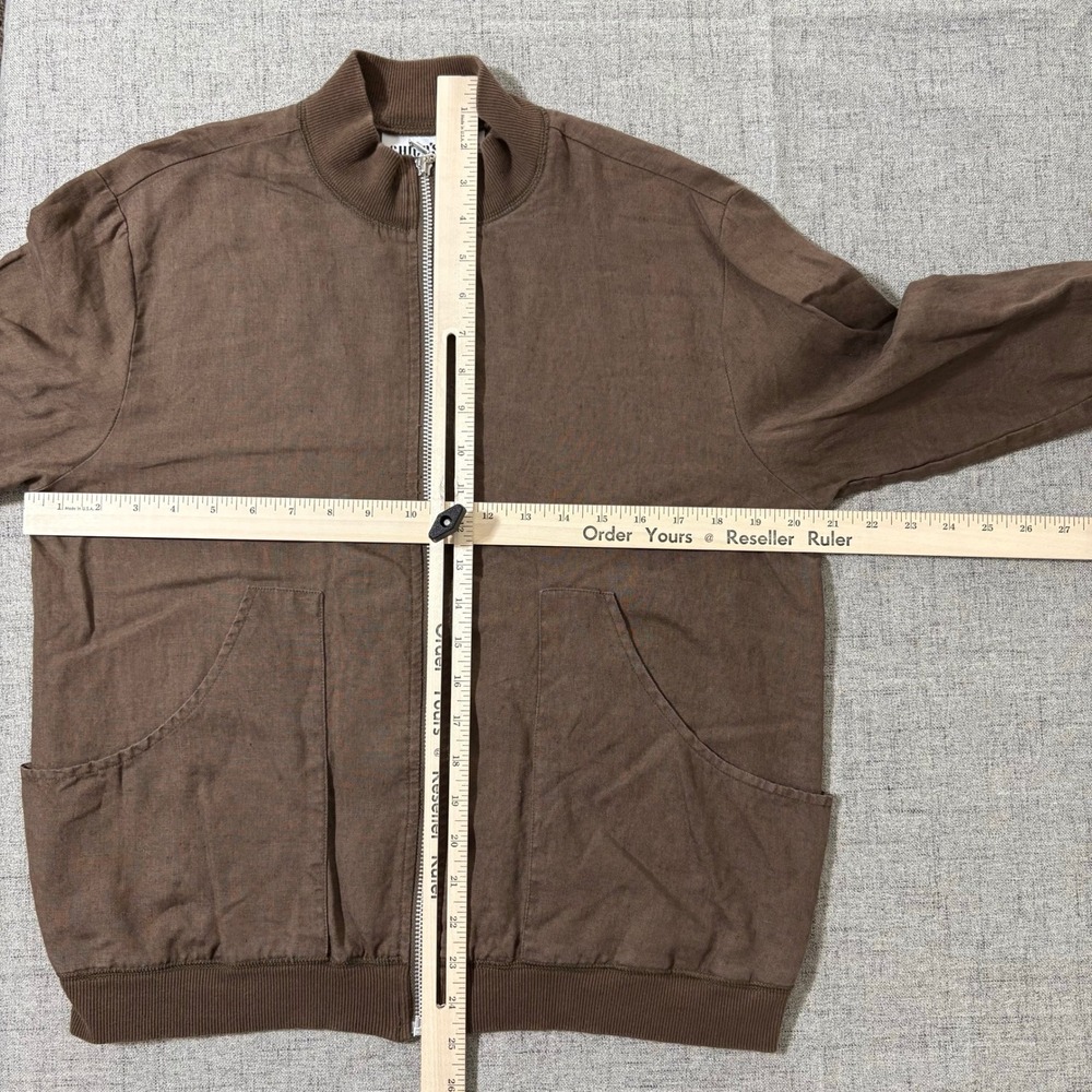 Chicos Design Jacket Women 1 Small Brown Linen Zip Up Bomber - Picture 3 of 5